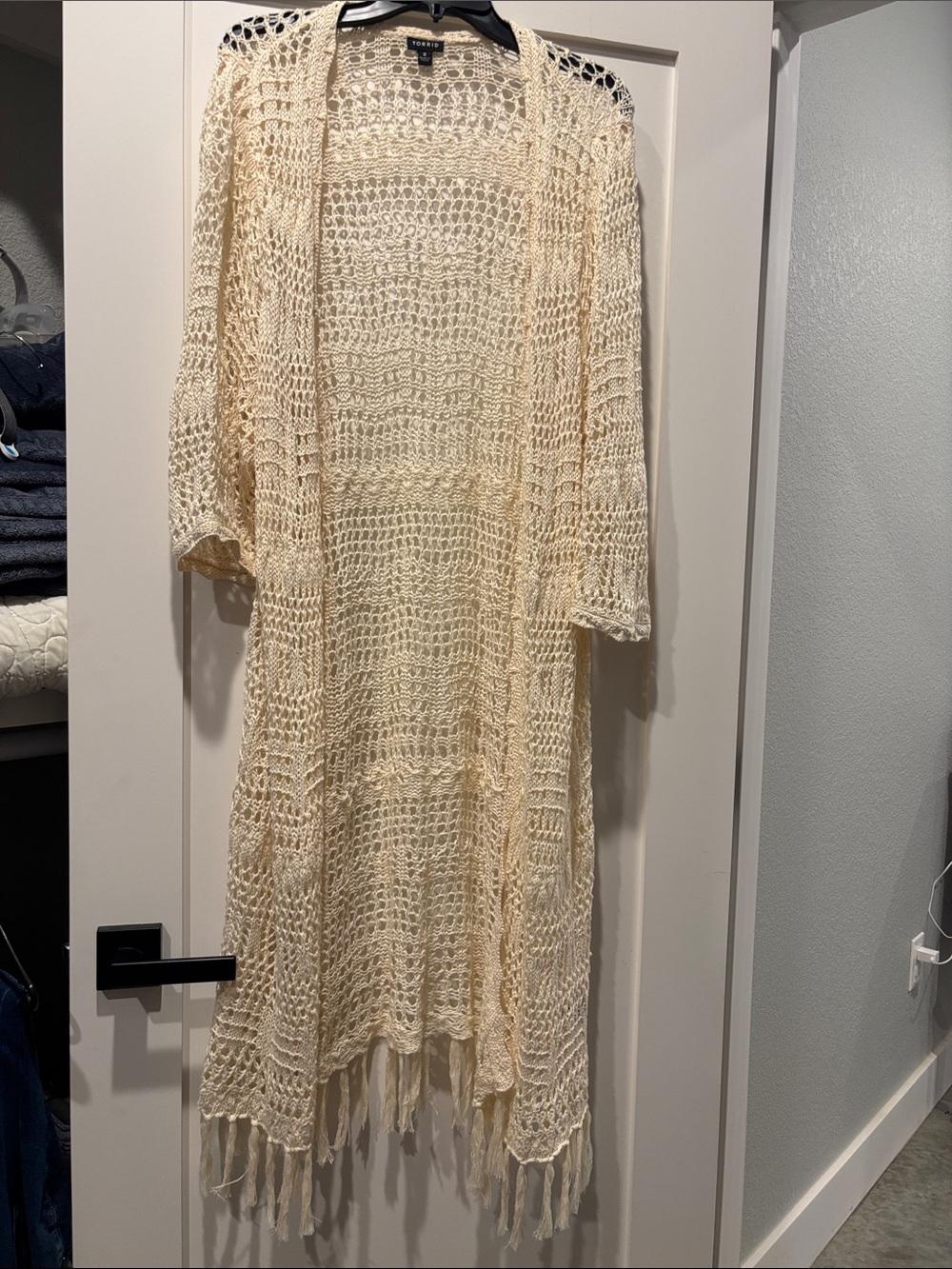 torrid Cream Open-Knit Crochet Cardigan